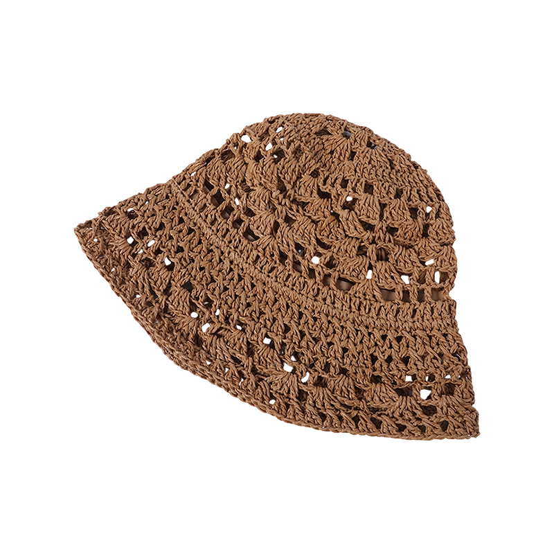 草帽空心图案沙滩帽编织女式日本太阳帽户外遮阳太阳帽