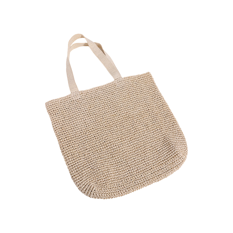 天然色手工钩针纸莎草花手工纸莎草袋