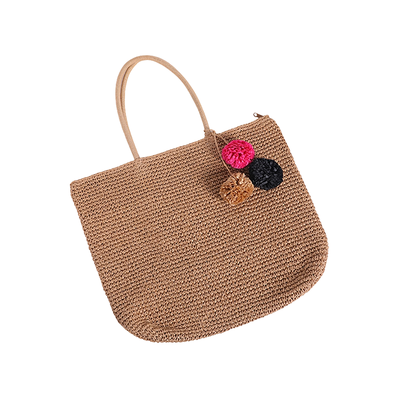 天然色手工钩针纸莎草花手工纸莎草袋