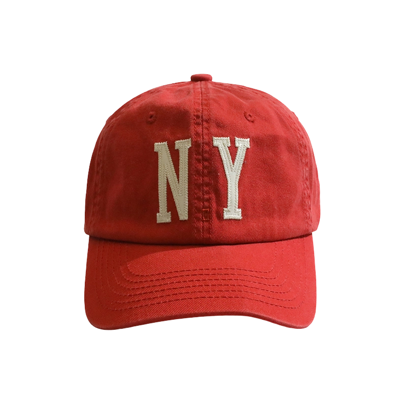 红帽男女情侣韩国版尖顶帽纽约图案潮流新时尚日本休闲春夏棒球帽