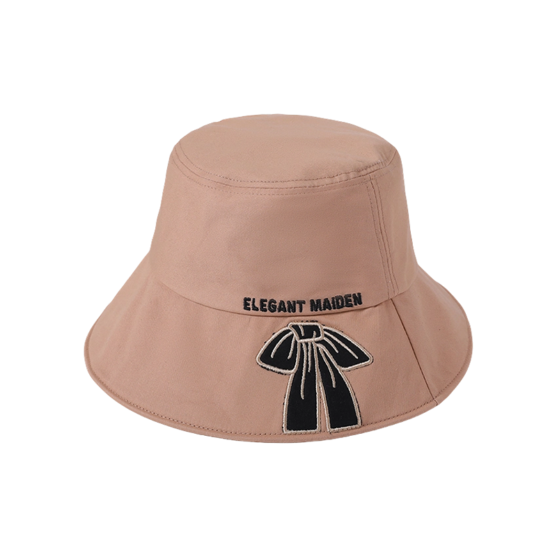 布帽春夏新款蝴蝶结图案沙滩帽编织女式韩国渔夫帽户外遮阳防晒帽